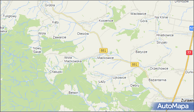 mapa Maćkowice, Maćkowice na mapie Targeo