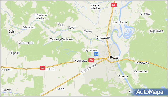 mapa Prycanowo, Prycanowo na mapie Targeo