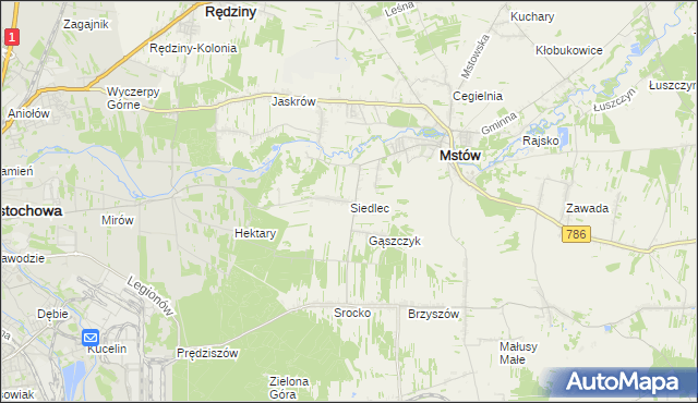 mapa Siedlec gmina Mstów, Siedlec gmina Mstów na mapie Targeo