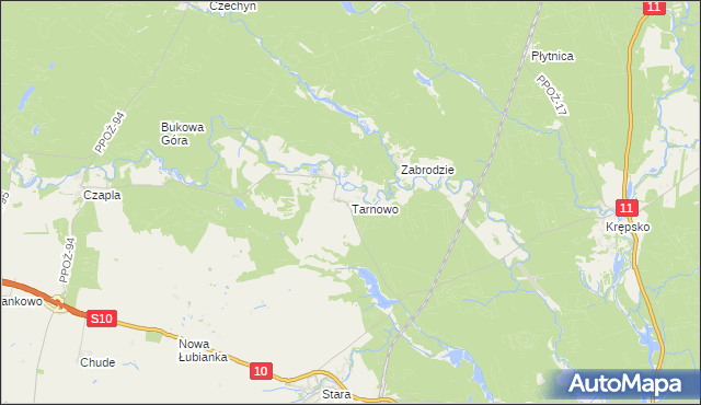 mapa Tarnowo gmina Szydłowo, Tarnowo gmina Szydłowo na mapie Targeo