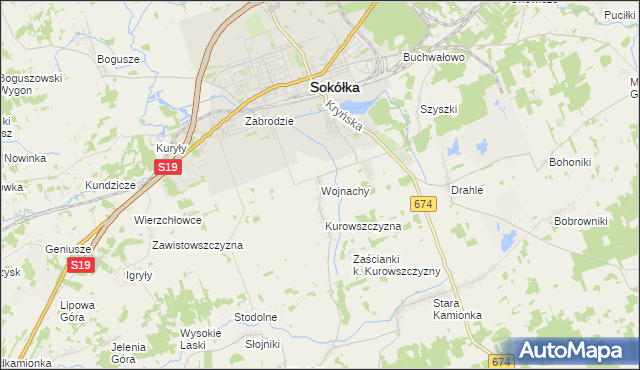 mapa Wojnachy, Wojnachy na mapie Targeo