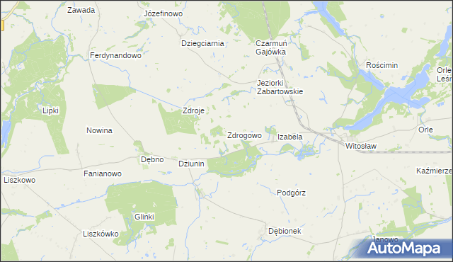 mapa Zdrogowo gmina Mrocza, Zdrogowo gmina Mrocza na mapie Targeo