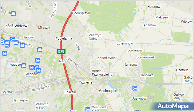 mapa Bedoń-Wieś, Bedoń-Wieś na mapie Targeo