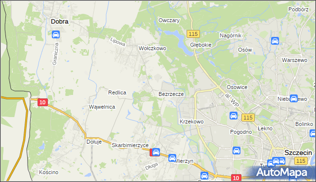 mapa Bezrzecze, Bezrzecze na mapie Targeo