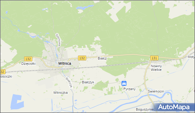 mapa Białcz gmina Witnica, Białcz gmina Witnica na mapie Targeo