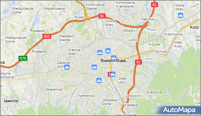 mapa Bielsko-Białej, Bielsko-Biała na mapie Targeo