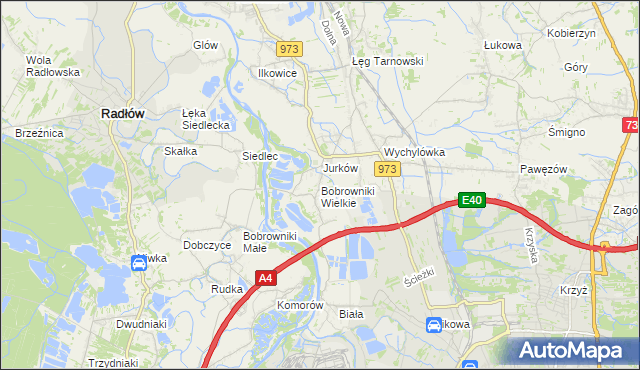 mapa Bobrowniki Wielkie, Bobrowniki Wielkie na mapie Targeo