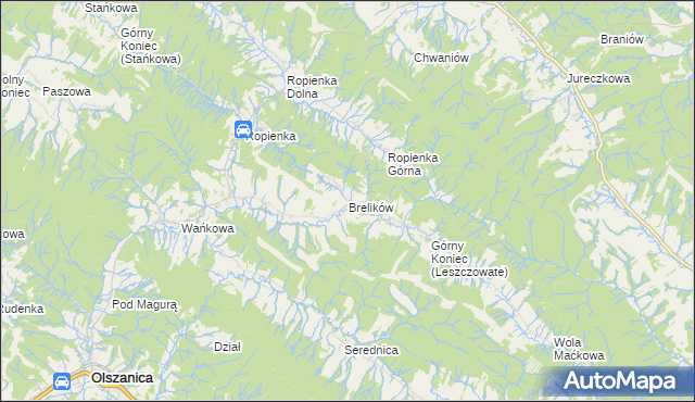 mapa Brelików, Brelików na mapie Targeo