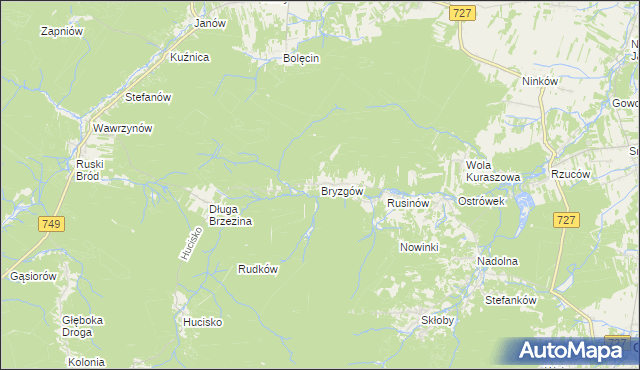 mapa Bryzgów, Bryzgów na mapie Targeo