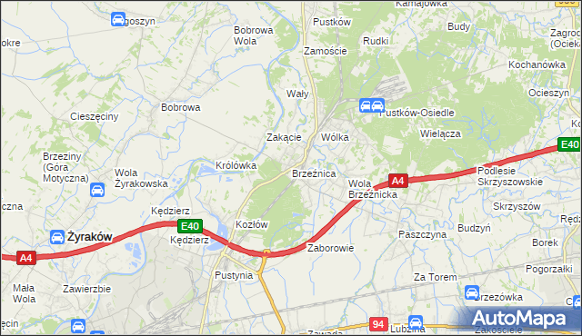 mapa Brzeźnica gmina Dębica, Brzeźnica gmina Dębica na mapie Targeo