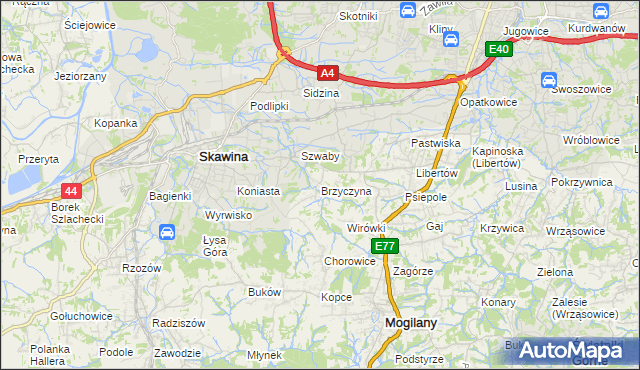 mapa Brzyczyna, Brzyczyna na mapie Targeo