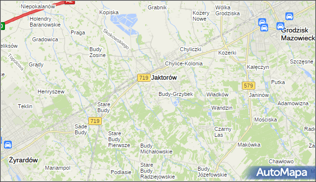 mapa Budy-Grzybek, Budy-Grzybek na mapie Targeo