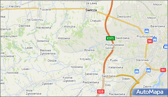 mapa Bzianka gmina Świlcza, Bzianka gmina Świlcza na mapie Targeo
