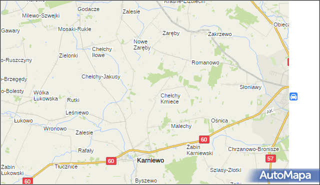 mapa Chełchy Kmiece, Chełchy Kmiece na mapie Targeo