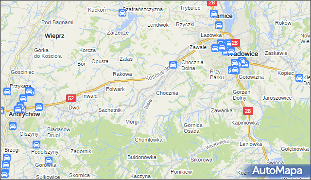 mapa Chocznia, Chocznia na mapie Targeo