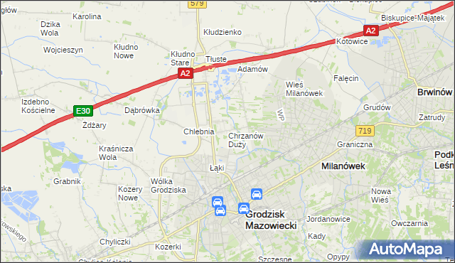 mapa Chrzanów Duży, Chrzanów Duży na mapie Targeo