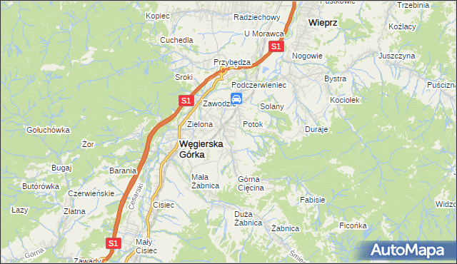 mapa Cięcina, Cięcina na mapie Targeo