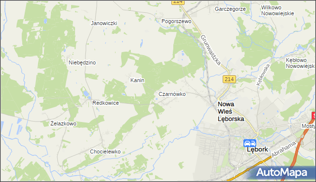 mapa Czarnówko gmina Nowa Wieś Lęborska, Czarnówko gmina Nowa Wieś Lęborska na mapie Targeo
