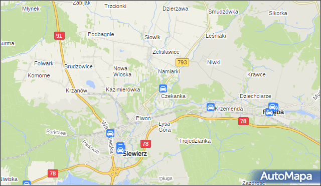 mapa Czekanka, Czekanka na mapie Targeo