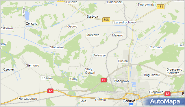 mapa Daleszyn, Daleszyn na mapie Targeo
