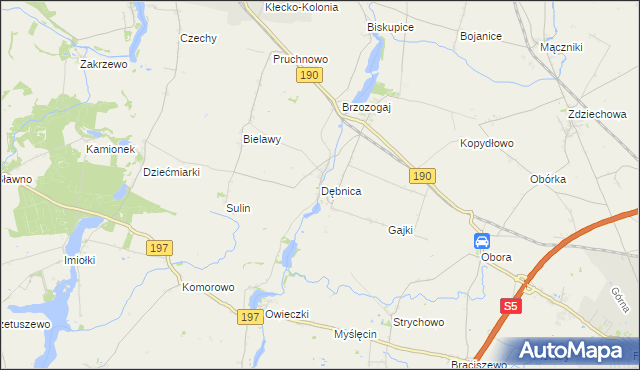 mapa Dębnica gmina Kłecko, Dębnica gmina Kłecko na mapie Targeo