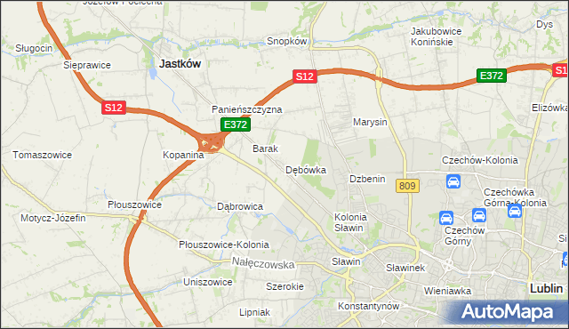 mapa Dębówka gmina Jastków, Dębówka gmina Jastków na mapie Targeo