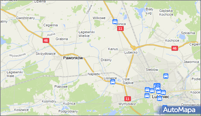 mapa Draliny, Draliny na mapie Targeo