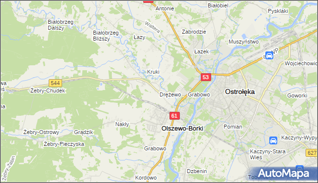 mapa Drężewo, Drężewo na mapie Targeo
