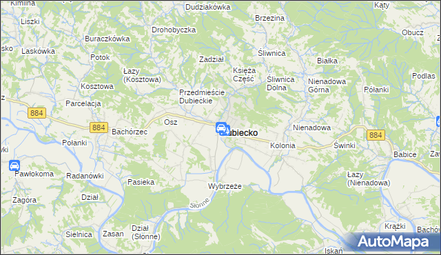 mapa Dubiecko, Dubiecko na mapie Targeo