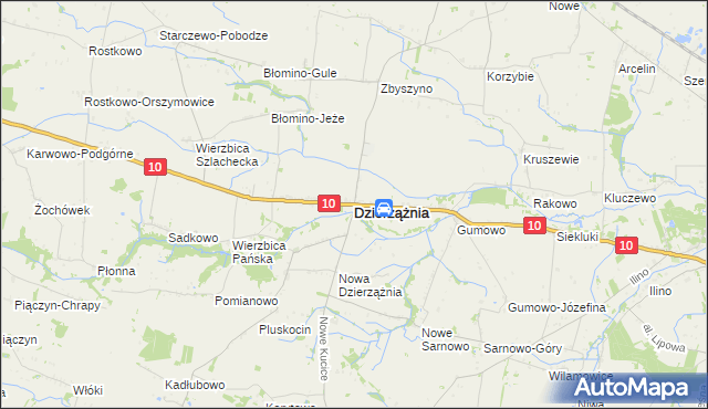 mapa Dzierzążnia, Dzierzążnia na mapie Targeo