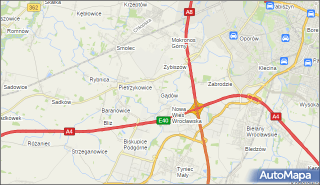 mapa Gądów, Gądów na mapie Targeo