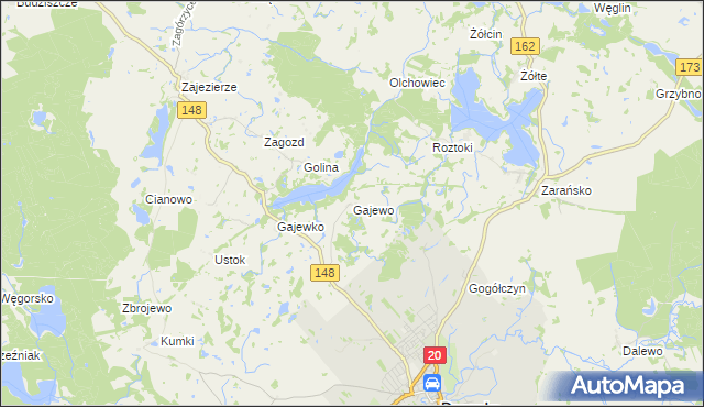mapa Gajewo gmina Drawsko Pomorskie, Gajewo gmina Drawsko Pomorskie na mapie Targeo
