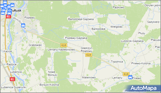 mapa Gładczyn Rządowy, Gładczyn Rządowy na mapie Targeo