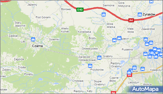 mapa Głowaczowa, Głowaczowa na mapie Targeo