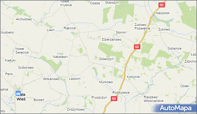 mapa Główczyn gmina Mała Wieś, Główczyn gmina Mała Wieś na mapie Targeo