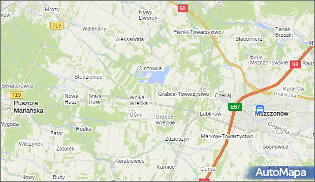 mapa Grabce-Towarzystwo, Grabce-Towarzystwo na mapie Targeo