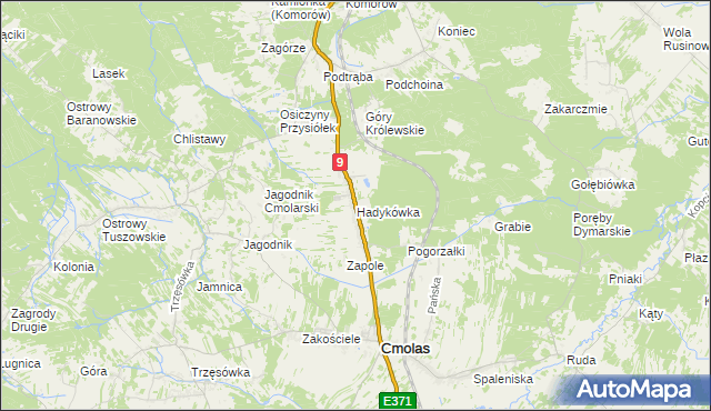 mapa Hadykówka, Hadykówka na mapie Targeo