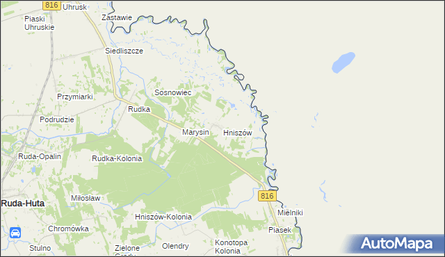 mapa Hniszów, Hniszów na mapie Targeo