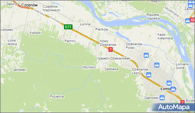 mapa Izabelin-Dziekanówek, Izabelin-Dziekanówek na mapie Targeo