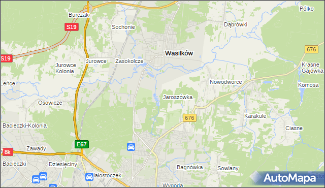 mapa Jaroszówka gmina Wasilków, Jaroszówka gmina Wasilków na mapie Targeo