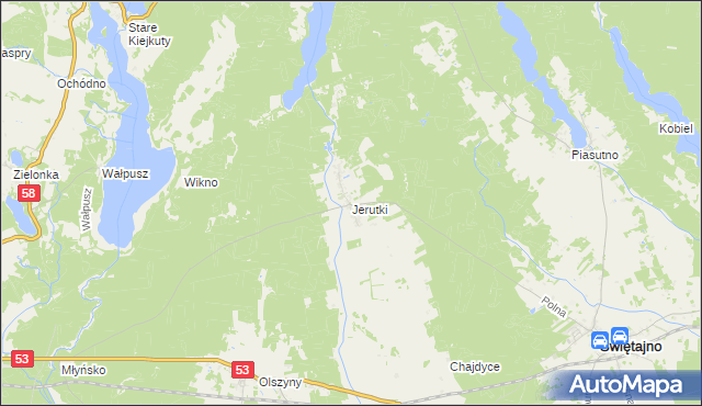 mapa Jerutki, Jerutki na mapie Targeo