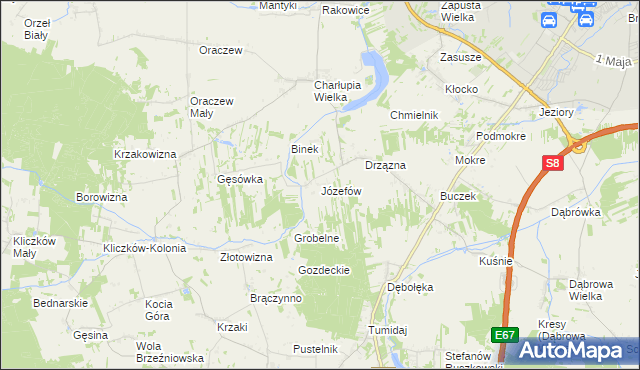 mapa Józefów gmina Wróblew, Józefów gmina Wróblew na mapie Targeo