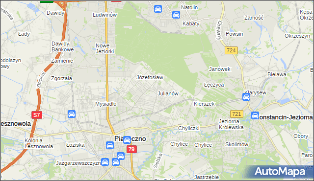 mapa Julianów gmina Piaseczno, Julianów gmina Piaseczno na mapie Targeo