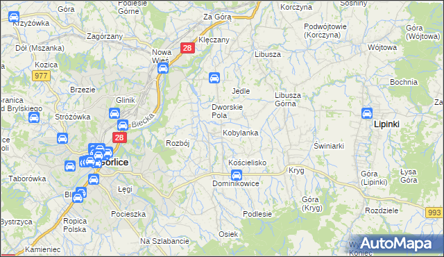 mapa Kobylanka gmina Gorlice, Kobylanka gmina Gorlice na mapie Targeo