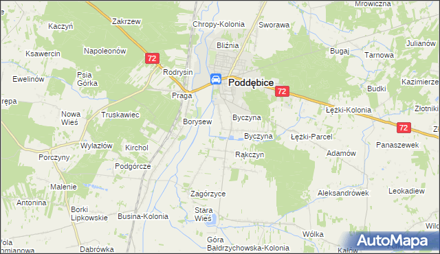 mapa Kolonia Byczyna, Kolonia Byczyna na mapie Targeo
