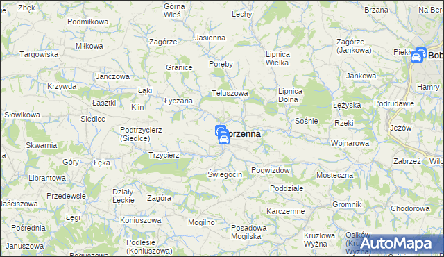 mapa Korzenna, Korzenna na mapie Targeo