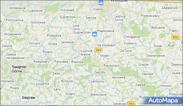 mapa Koźmice Małe, Koźmice Małe na mapie Targeo