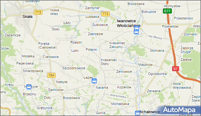 mapa Krasieniec Stary, Krasieniec Stary na mapie Targeo