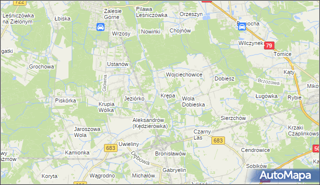 mapa Krępa gmina Prażmów, Krępa gmina Prażmów na mapie Targeo