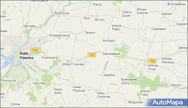 mapa Krukówka gmina Biała Rawska, Krukówka gmina Biała Rawska na mapie Targeo